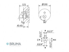 MEDIDAS MONOMANDO EMPOTRABLE X-ALPHA BRUMA